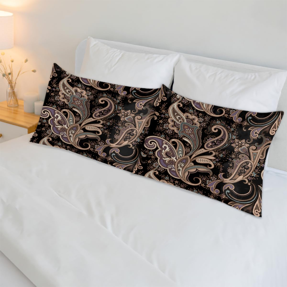 Confezione da 2 federe in raso con motivo cachemire per capelli e pelle, con chiusura a busta, super morbide, resistenti alle pieghe, resistenti alle macchie, setose, 50,8 x 101,6 cm