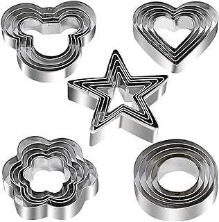 Cookie Cutters Shapes Set, 25pcs Flower,Round,Heart,Star,Mouse Shape Stainless Steel Metal Cookie Molds for Kitchen, Baking