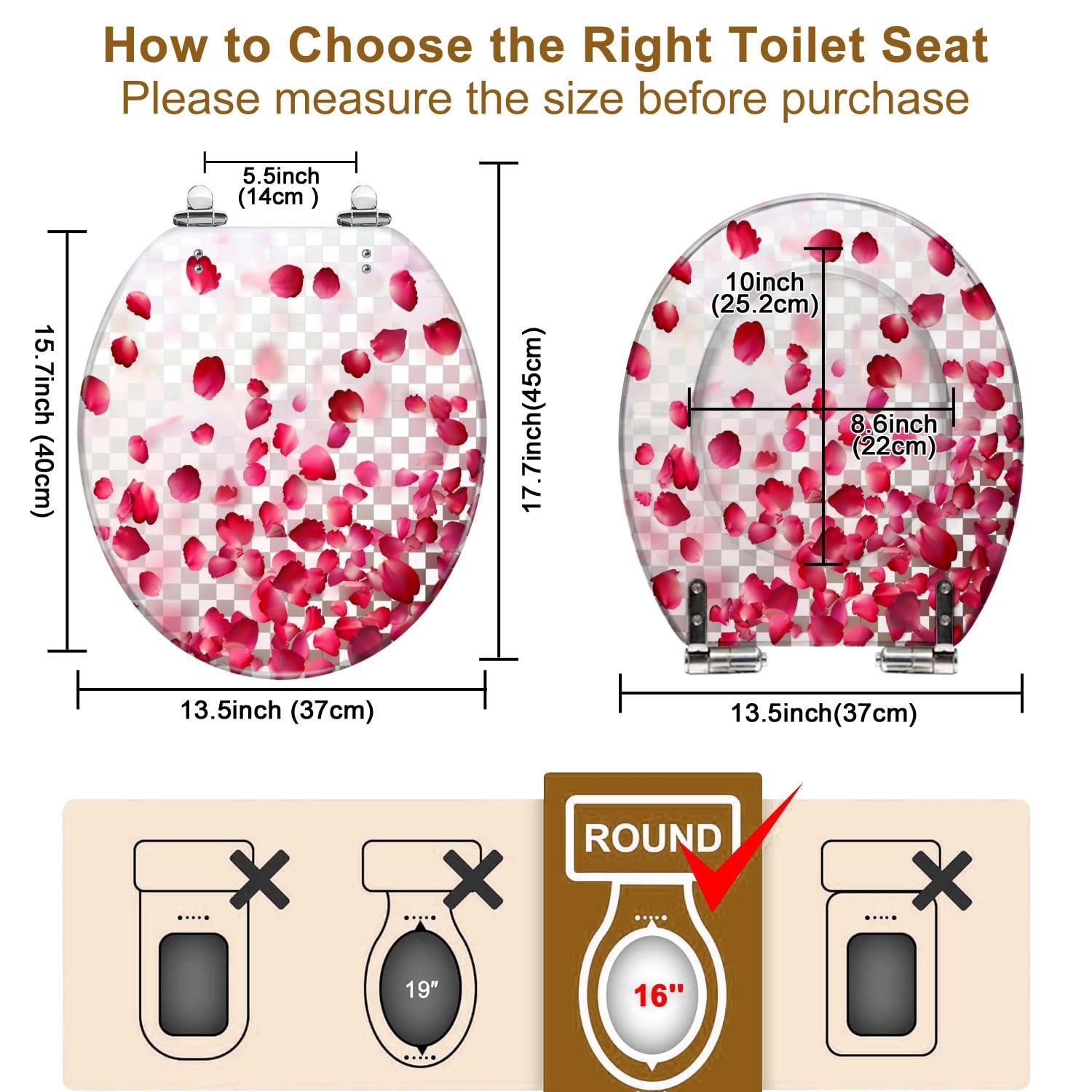 Asiento de inodoro redondo genérico de resina para baño