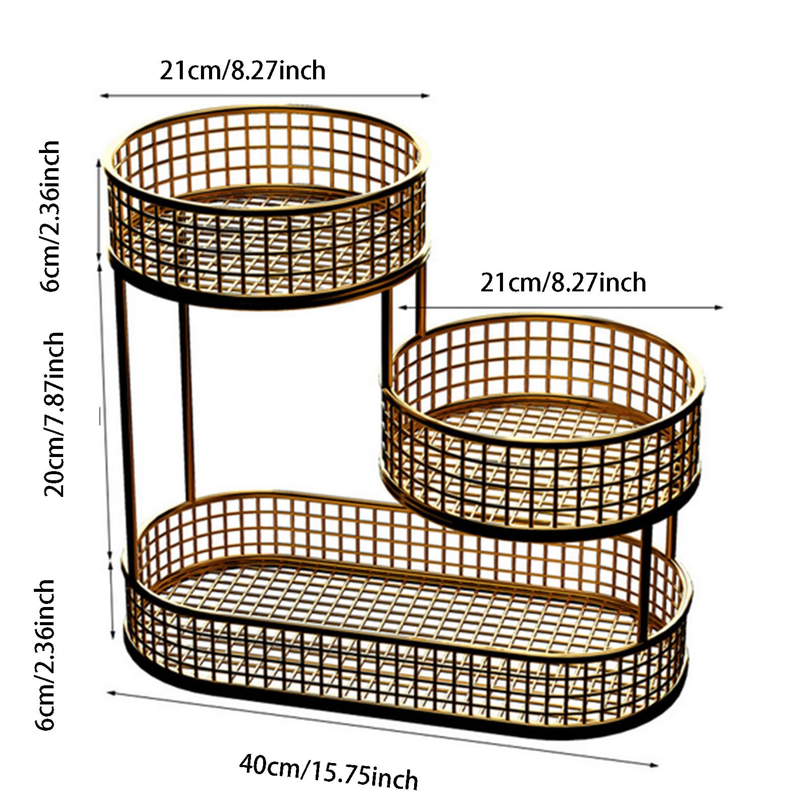 Obstkorb Etagere 3 Stöckig Fruit Basket Obstschale Obstaufbewahrung für Mehr Platz auf der Arbeitsplatte - Hält Obst & Gemüse Frisch - Metall Obstständer (Schwarz, 42X32X21cm)