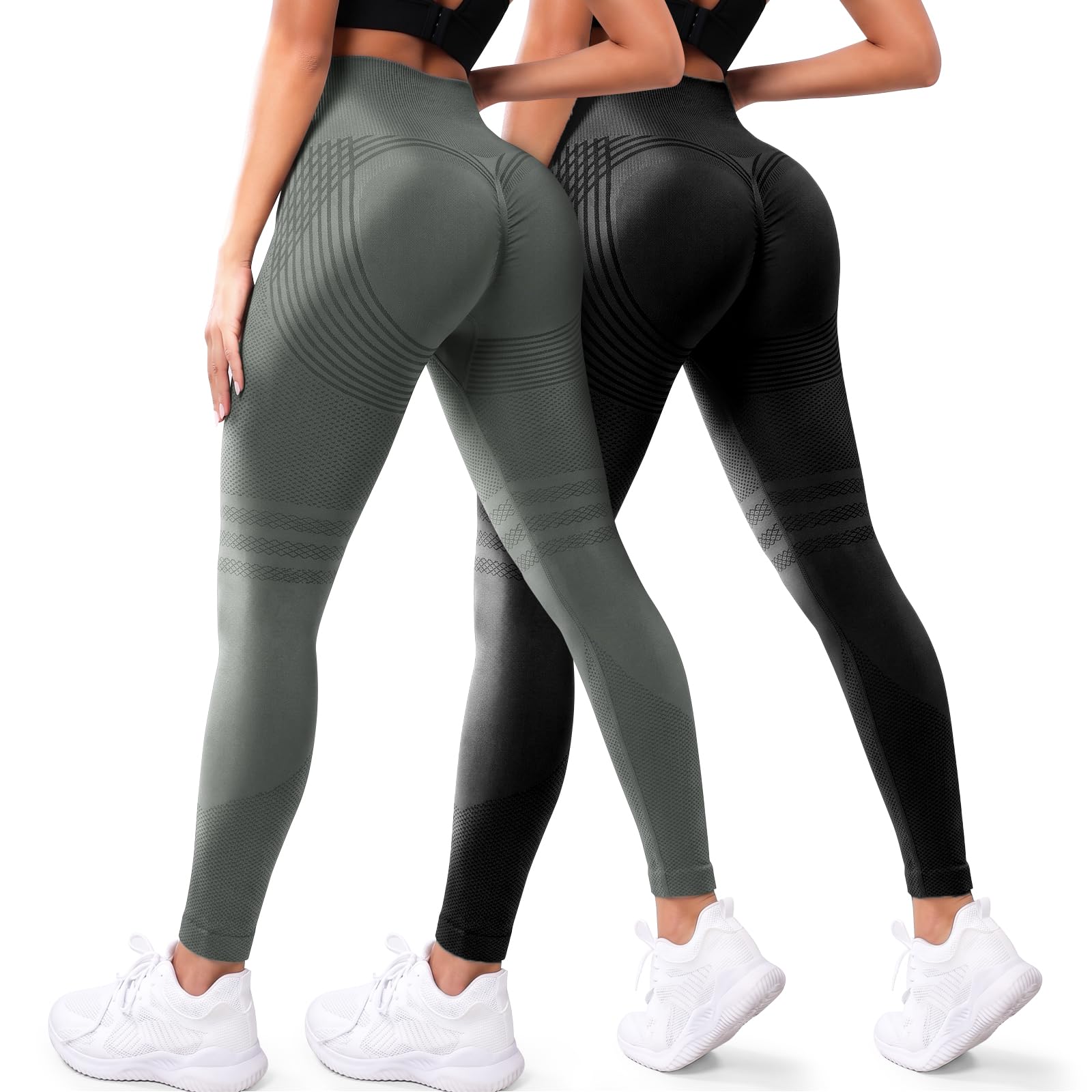 Aolso Legginsy kompresyjne 3D damskie, legginsy antycellulitowe 3D, trening, podnoszące pośladki, wysoka talia, kontrola brzucha, bezszwowe legginsy dla kobiet, do biegania, sportu, treningu, jogi