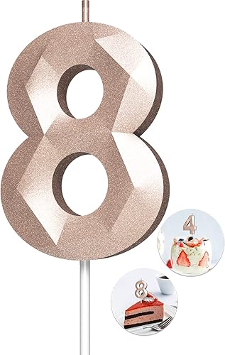 Miniatura 33 de Velas de cumpleaños con número (4 velas rojas) 3D con forma de diamante número Happy Birthday Cake Velas para fiesta de cumpleaños, boda, decoración