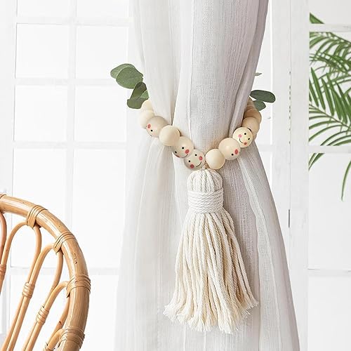 Miniatura 10 de Motroce 40 cuentas de madera sonriente de 0.787 in con agujeros, cuentas redondas de madera para manualidades infantiles, fabricación de joyas,