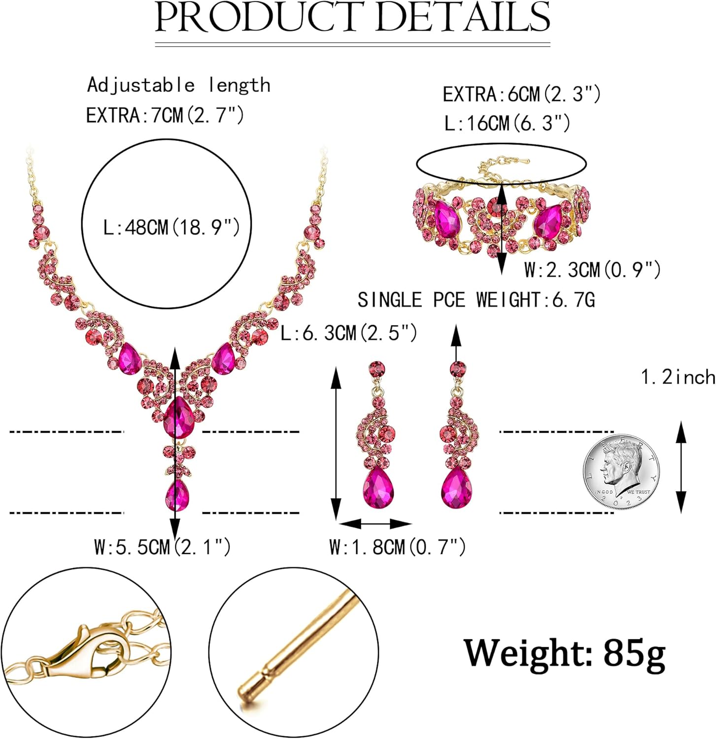 EVER FAITH Rhinestone Crystal Bridal Art Deco Floral Wave Teardrop Necklace Earrings Bracelet Jewelry Set - Image 6