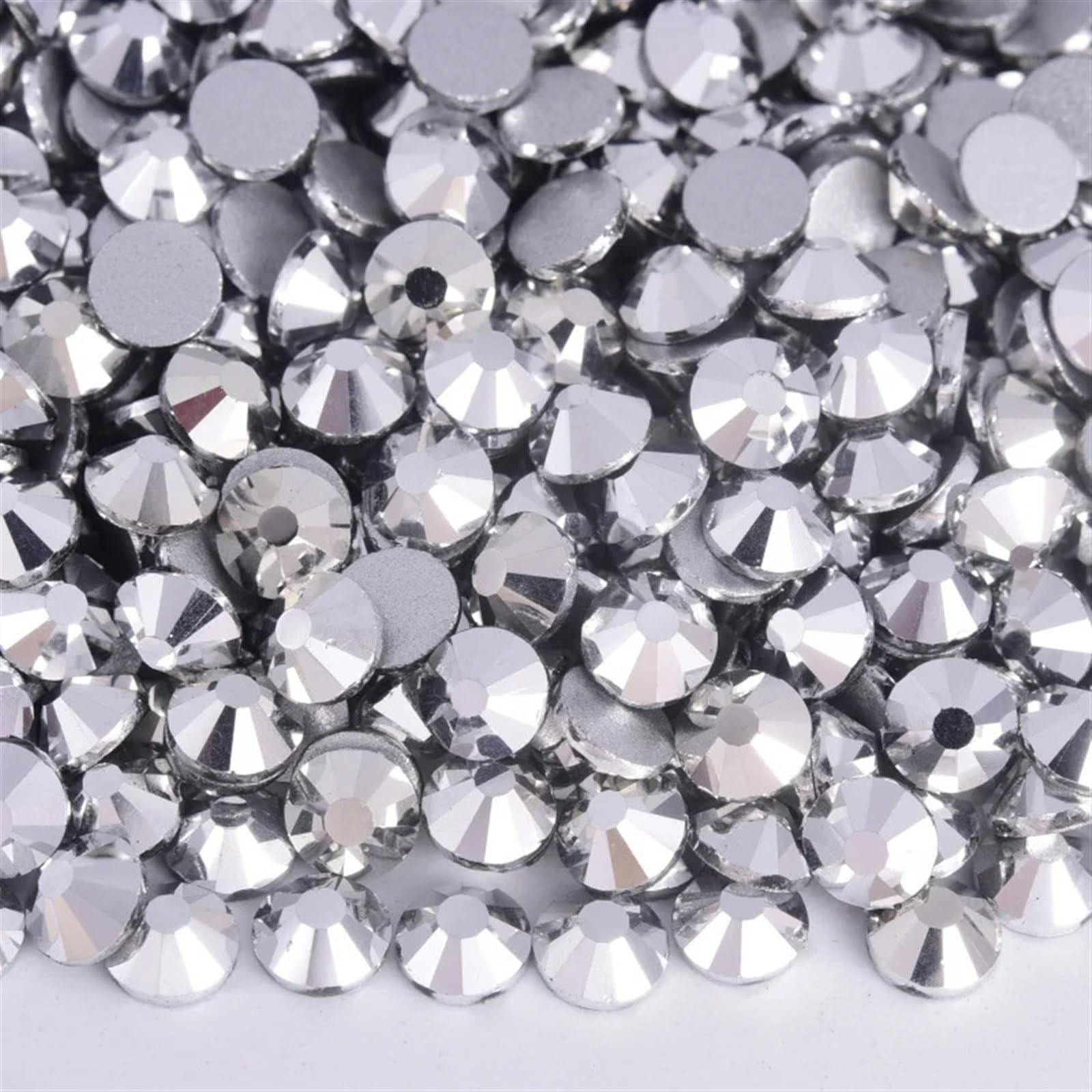 Hotfix Rhinestones Black Glass Strass Nail Art Rhinestones Flatback Jet Glue On Stones Non Hotfix Rhinestones For Nail Art Decorations Rhinestone (Color : Mine Silver, Size : SS16-1440pcs)