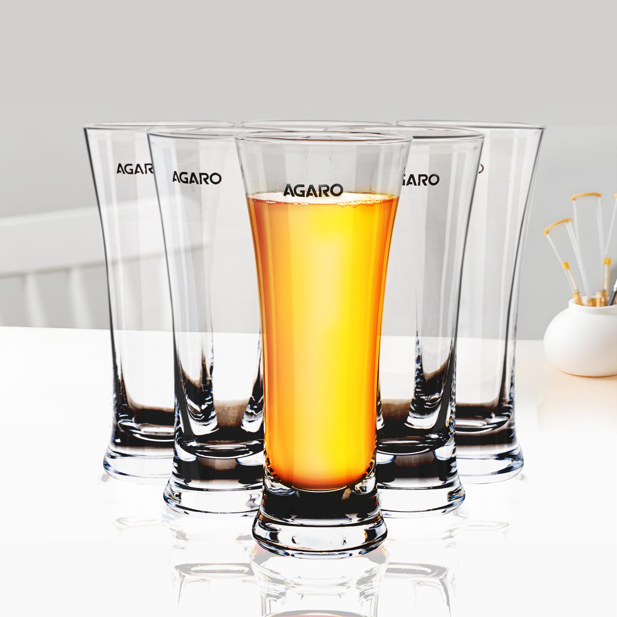 Buy AGARO Elegant Pilsner Highball Glass, 330ml Each, Set of 6