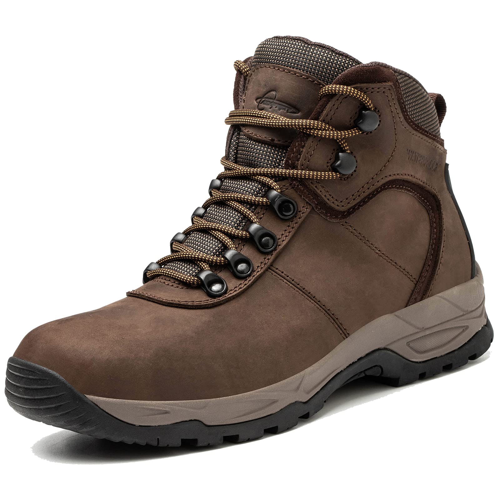 AZXPROT Waterproof Hiking Boots for Men, Outdoor Lightweight Trekking Trails Shoes Backpacking Mountaineering Boots Brown 9