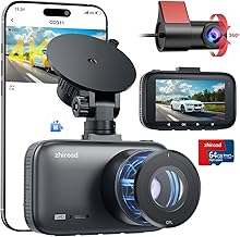Car Dashcam Front Rear 4K+1080P WiFi Dashcam with Powerline Filter, with APP IPS 3.0 Inch Car Camera, 64G SD Card, G-Sensor, WDR, 24H Parking Mode, Loop Recording, Night Vision