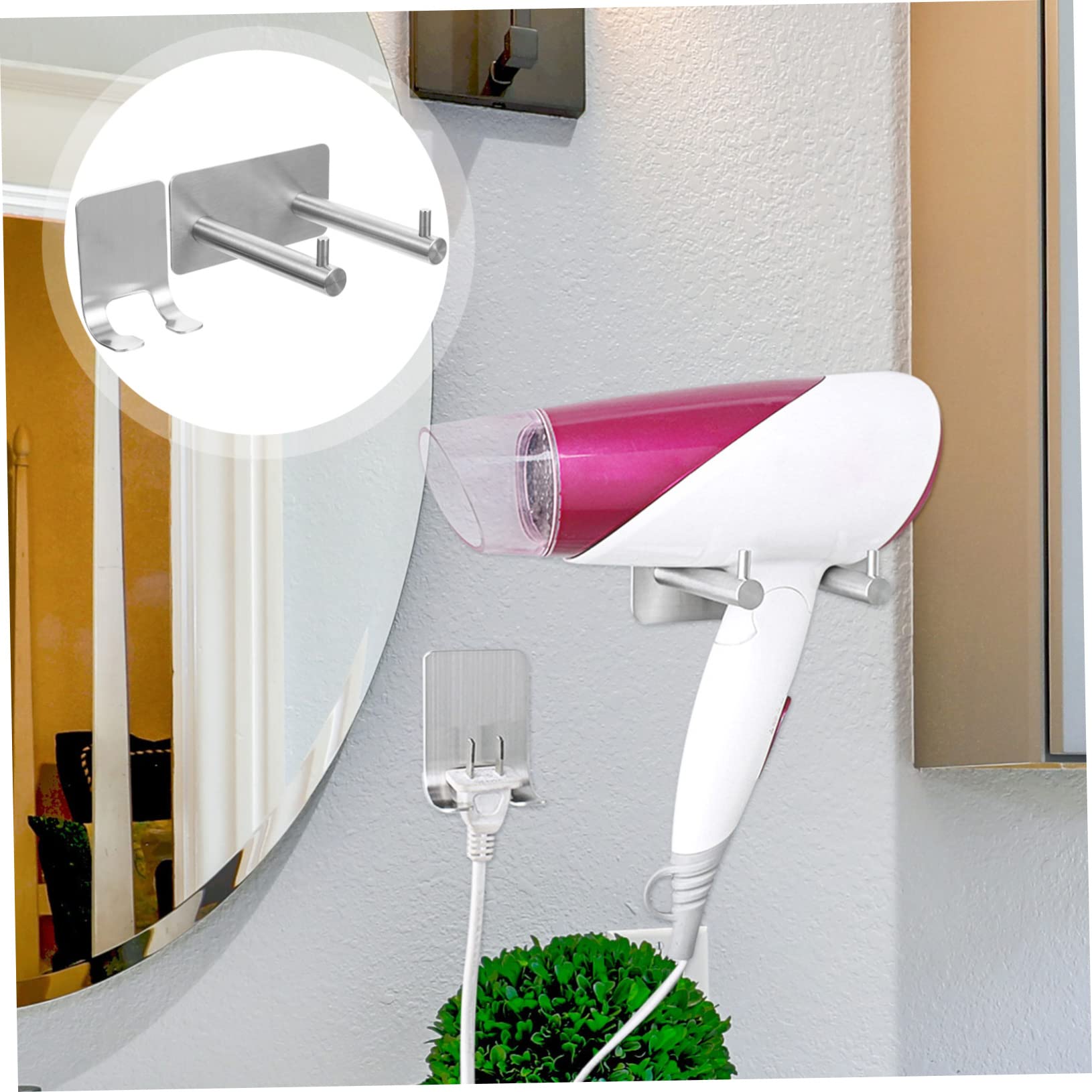 Alipis 3sets Per Asciugacapelli Da Muro Acciaio Inossidabile Portasciugacapelli Facile Da Installare Per Bagno e Design Leggero e Antiruggine Compatto e