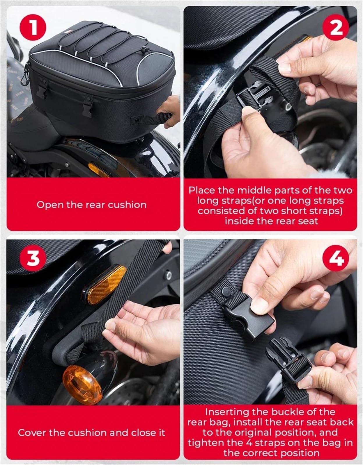 Bolsa Trasera Moto Universal Motocicleta Bolsa Trasera para Casco Mochila Almacenamiento Bolsa De Asiento Trasero para Street Glide para Electra Glide Bolsa sillín Motocicleta