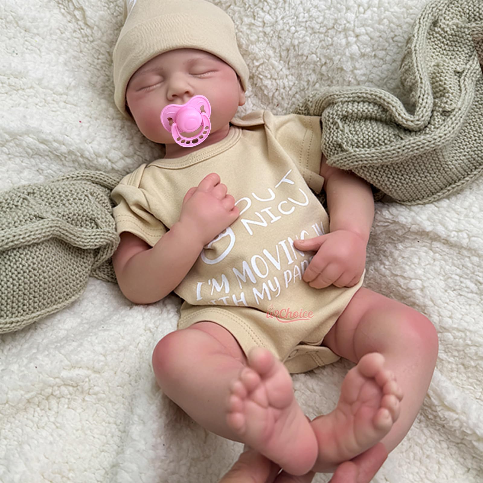 Full Silicone Body Baby Doll with Mouth That Opens - 20 Inch Lifelike Reborn Baby Dolls Soft Sleeping Newborn Doll Anatomically Correct (Boy)