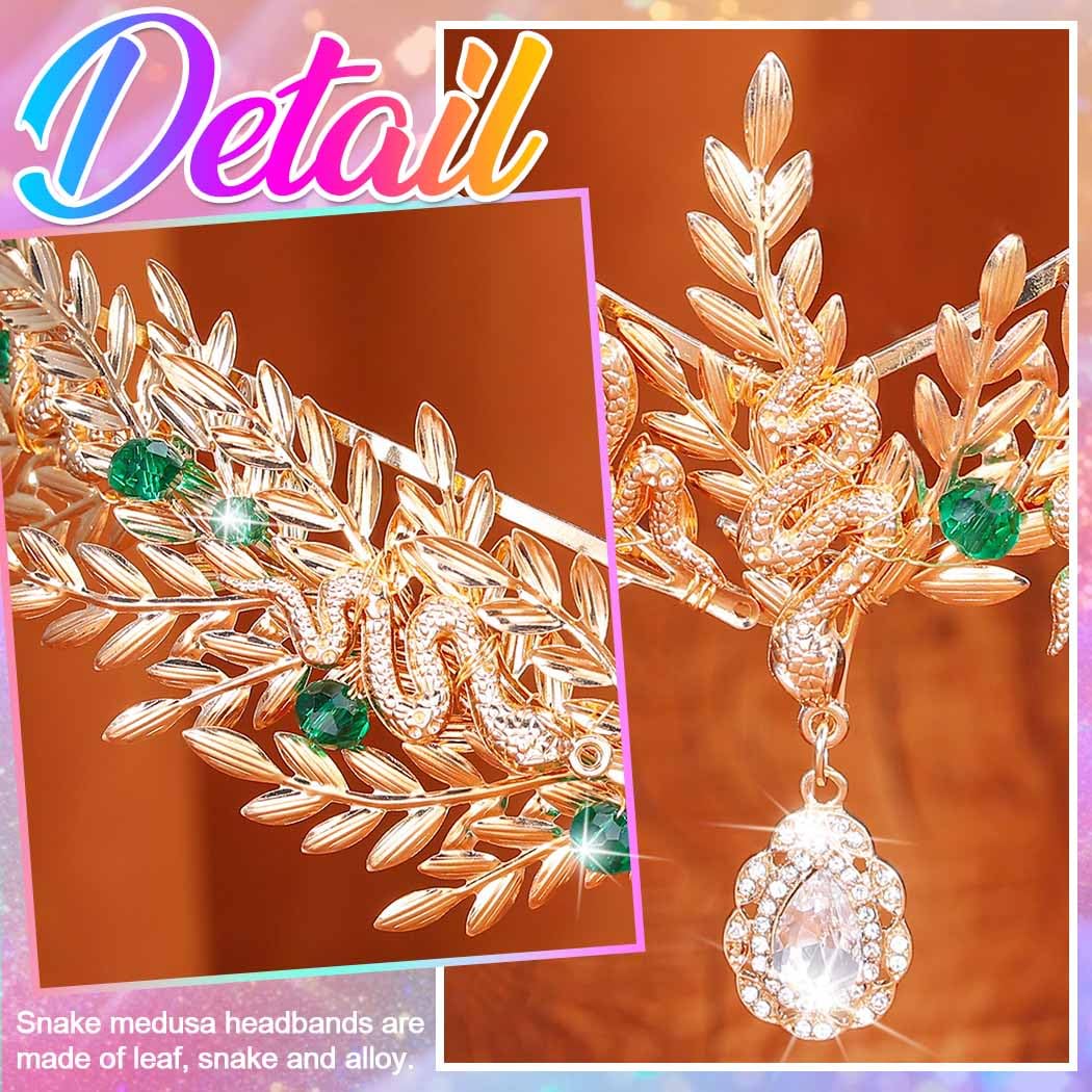 Kilshye Fascia per capelli con foglie color oro, serpente, festival, foglie, accessorio per capelli da donna