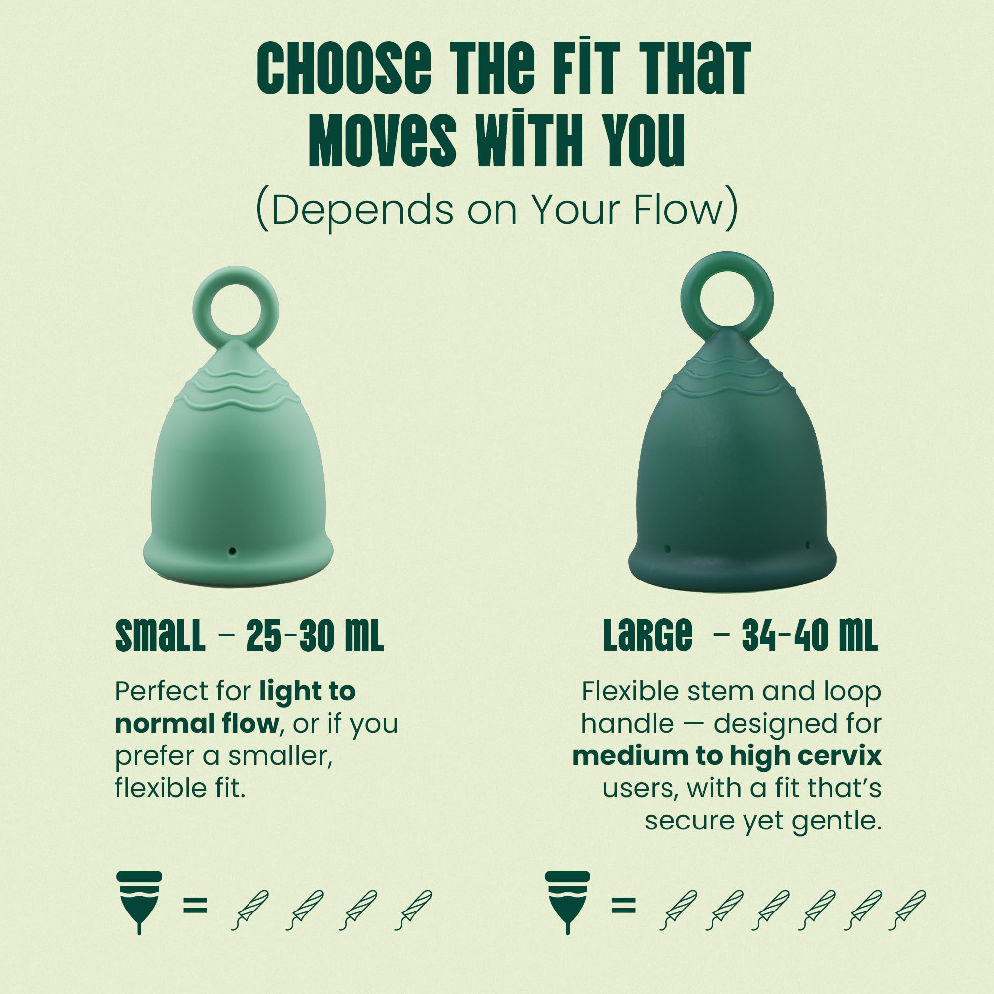 Shordy Reusable Menstrual Cups for Women – Soft Medical-Grade Silicone Period Cup with Loop Handle for Easy Removal – Feminine Hygiene Alternative to Pads, Tampons & Discs