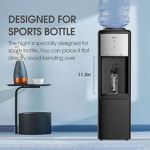 Miniatura 2 de VECYS Dispensador de enfriador de agua de carga superior caliente y fría, 3 o 5 galones con bloqueo de seguridad para niños, compresor de