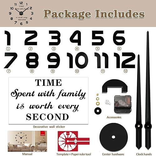 Miniatura 5 de VANGOLD Relojes de pared grandes para decoración de sala de estar reloj de pared moderno 3D con números de espejo calcomanías para decoración de
