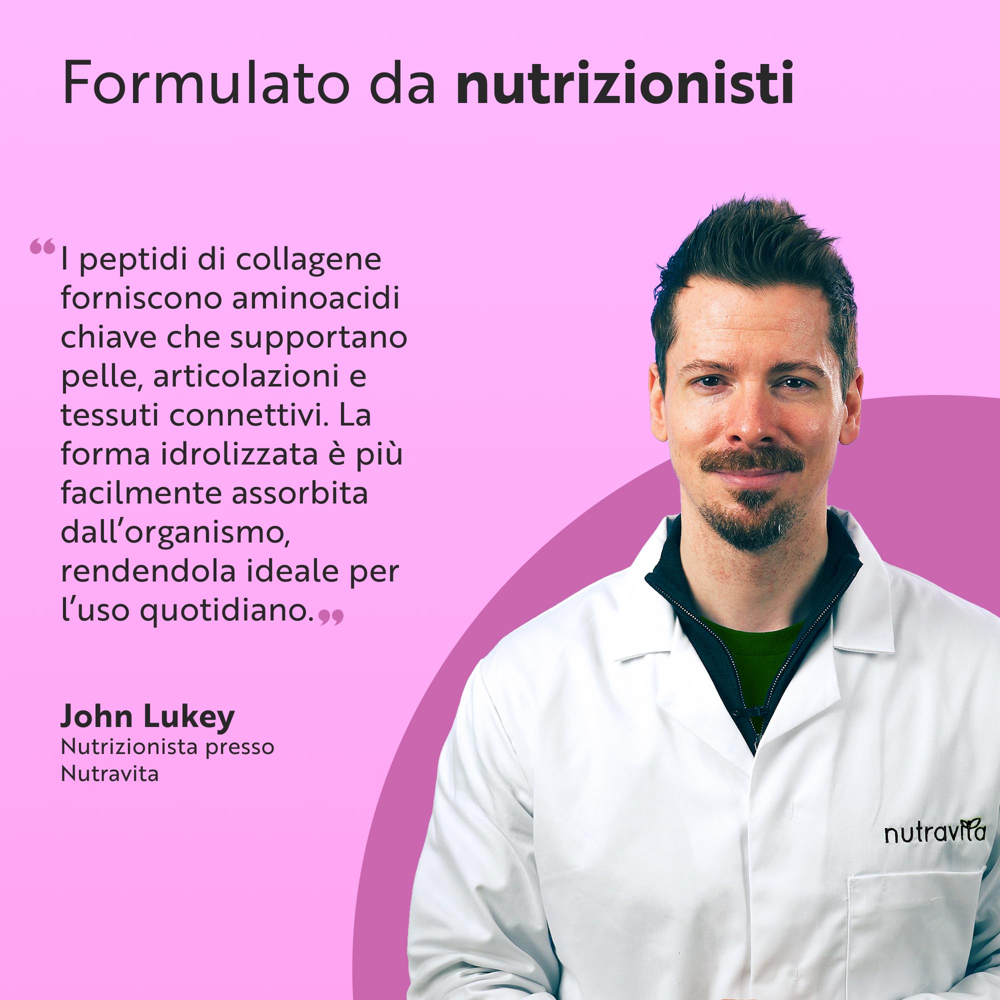 Nutravita Collagene in Polvere 500g - 50 Porzioni - Peptidi di Collagene Idrolizzato in Polvere Tipo 1 - Colageno Bovino con 8 Aminoacidi - Non Aromatizzato - Collagen Peptides Powder