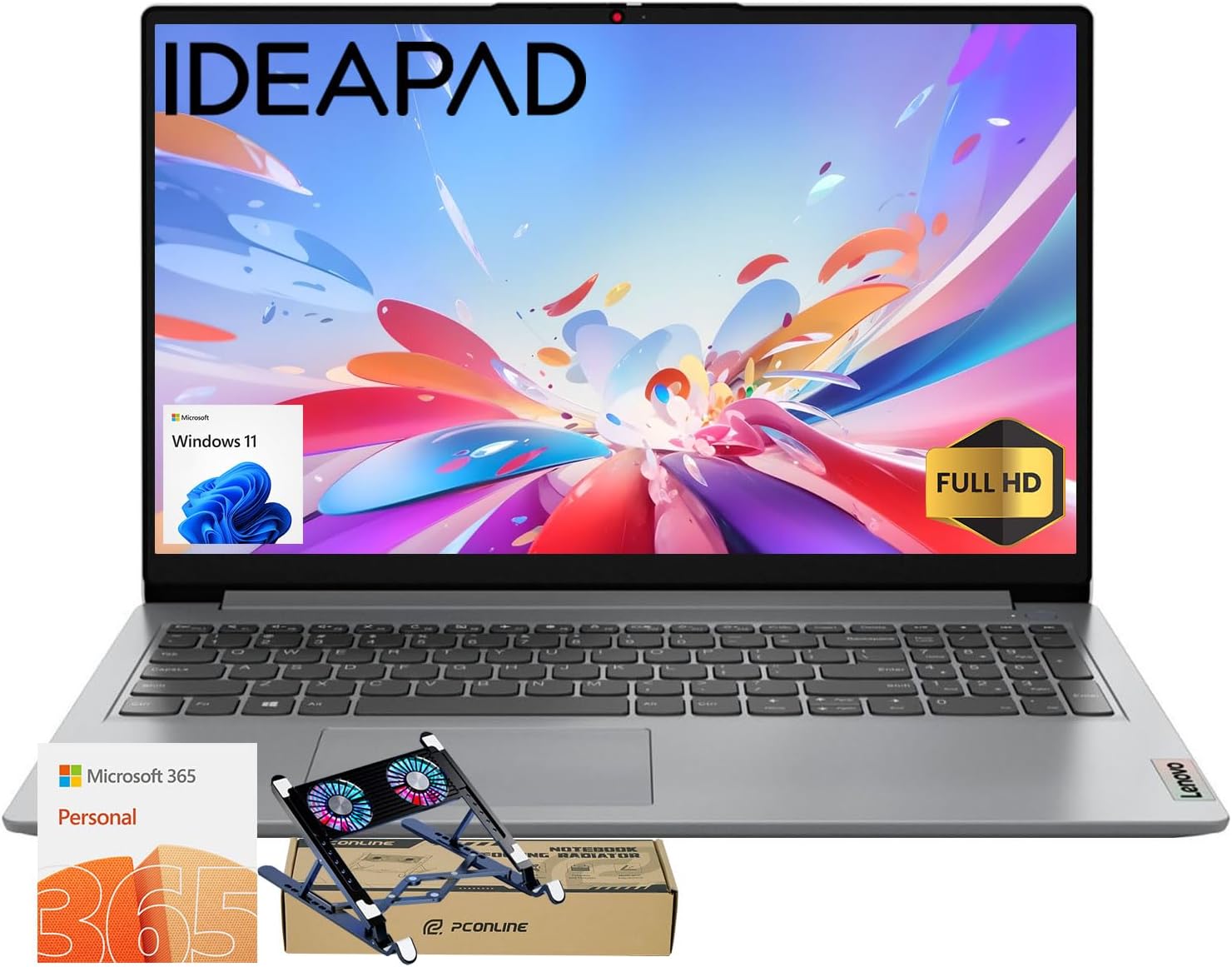 Lenovo IdeaPad 15.6" FHD Business Laptop • Microsoft Office 365 • 1.1TB Storage • Intel 4-core CPU • 1TB Cloud and 128GB SSD • WiFi 6 • Copilot AI • HDMI • Windows 11 w/Cooler