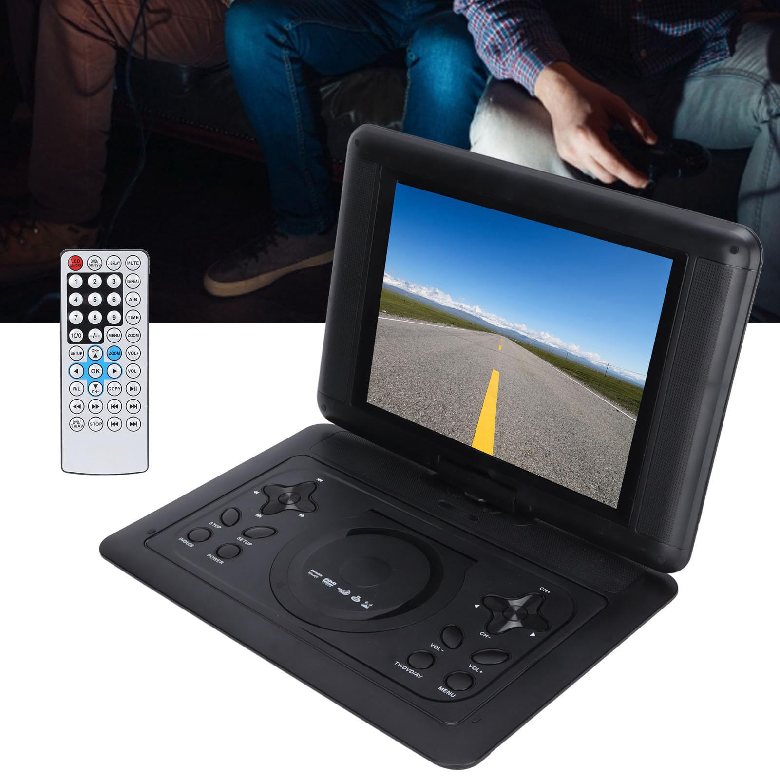 Lettore Dvd Portatile da 12, Lettore TV Piccolo con Schermo con Rotazione di 270°, Lettore Dvd Portatile con Display Widescreen LCD per Casa, Ufficio, Auto (Spina UE)