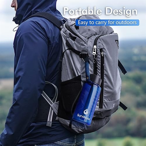 Miniatura 5 de SurviMate Botella de agua filtrada de ultrafiltración de 0.01m, botella de filtro de agua portátil con filtración de 4 etapas para supervivencia,