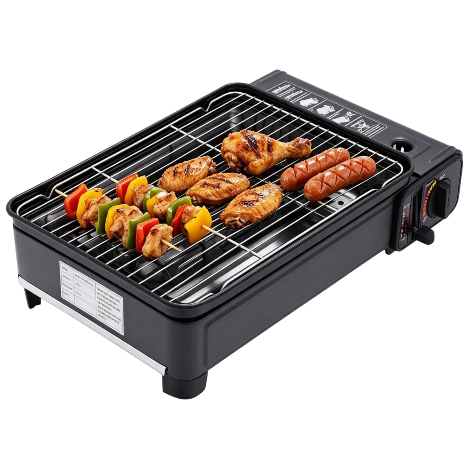 Przenośny grill gazowy 2,2 kW | Z ocynkowanej blachy | zapłon piezoelektryczny | regulowana siła ognia | z torbą z PCW | na kemping, piknik, imprezę