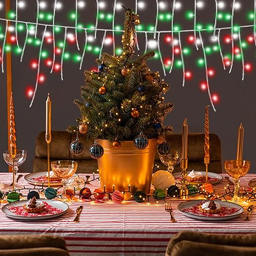 Miniatura 2 de QINER Luces de carámbano, 13M 400 luces LED inteligentes de carámbano, 16 millones de colores, 48 modos