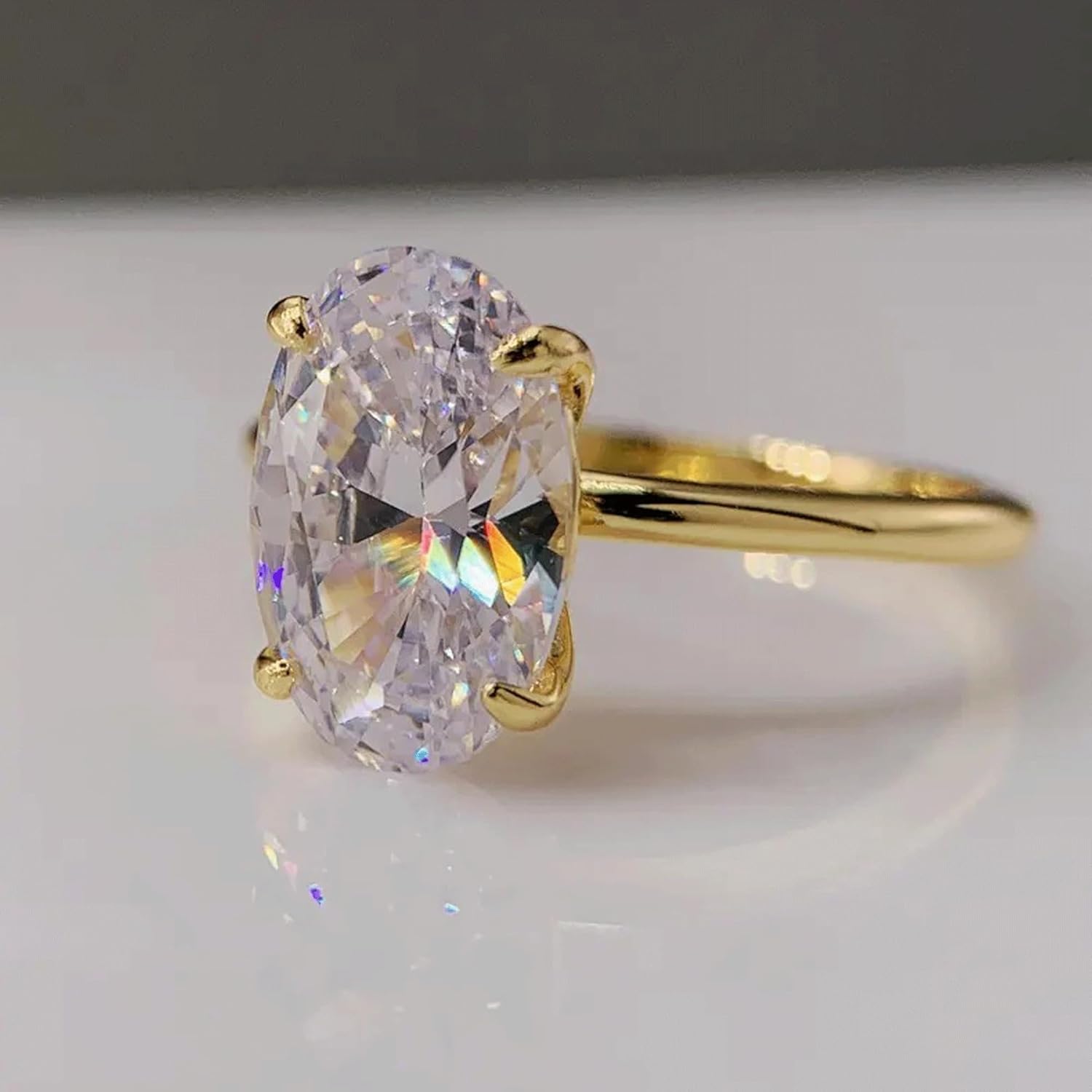 1CT/2CT/3CT 14k Gold Plated 925 Sterling Silver Engagement Rings Oval Cut Cubic Zirconia CZ Wedding Promise Rings for Her Wedding Bands for Women Size 5-9 - Image 3