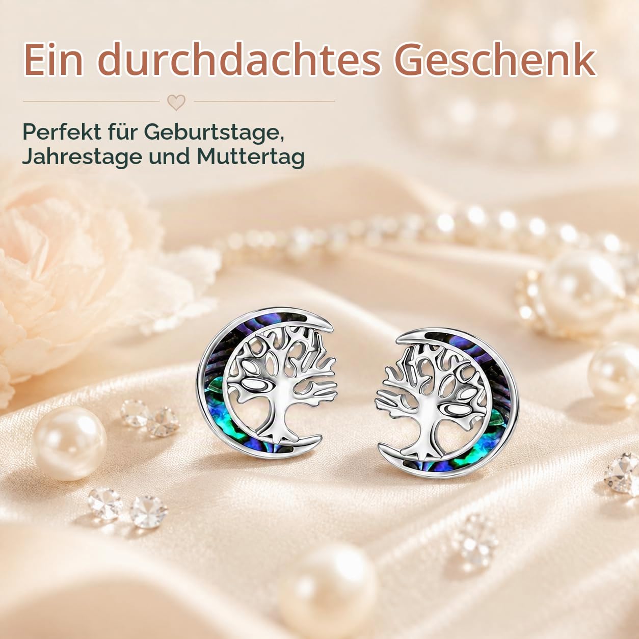 TANGPOET Baum des Lebens Ohrringe für Frauen 925 Sterling Silber Lebensbaum Ohrstecker, Schmuck Geschenk für Damen Mädchen Mutter