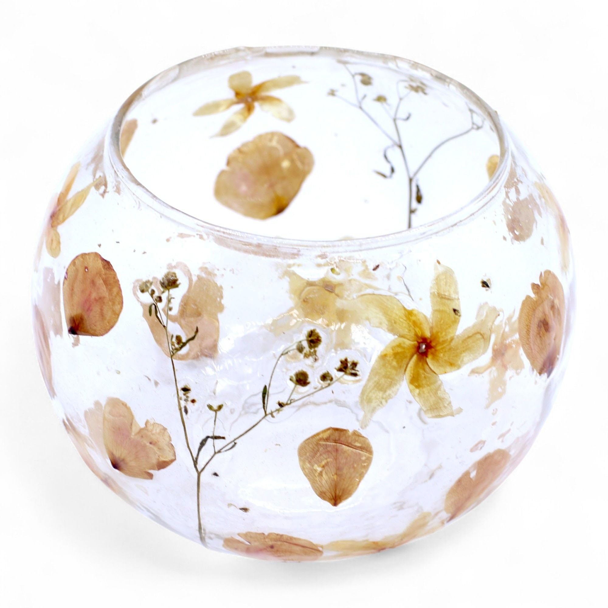 Serenityy - Rosa Bowl Candle Holder - Floral Glass - 12 x 13 cm