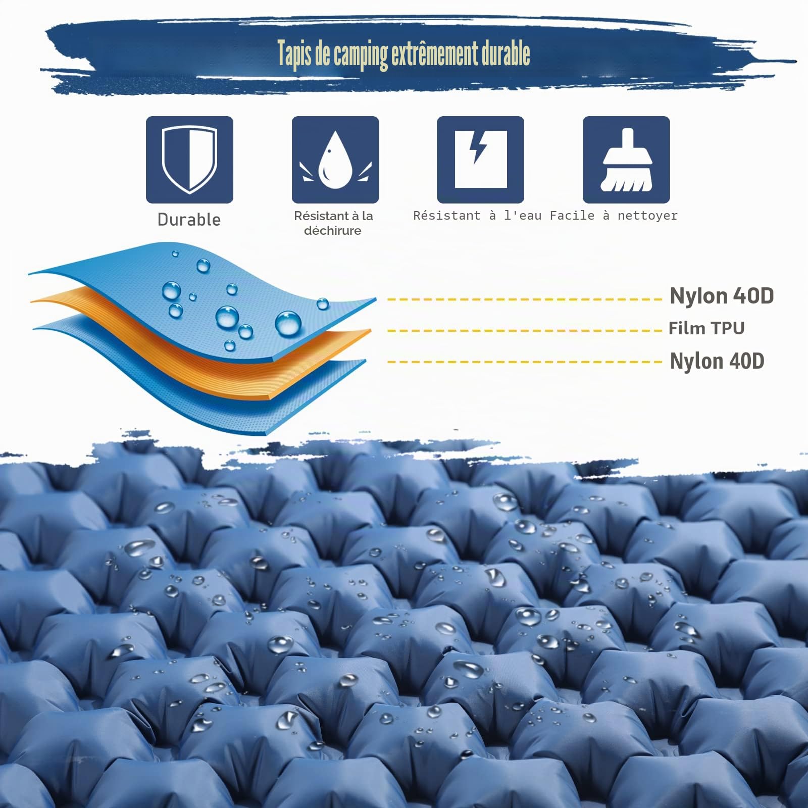 Elegear Matelas Gonflable pour 2 Personnes - Tapis de Couchage Ultra Léger Sans Pompe pour Camping, Randonnée, Voyage, Plage - Accessoires de Camping