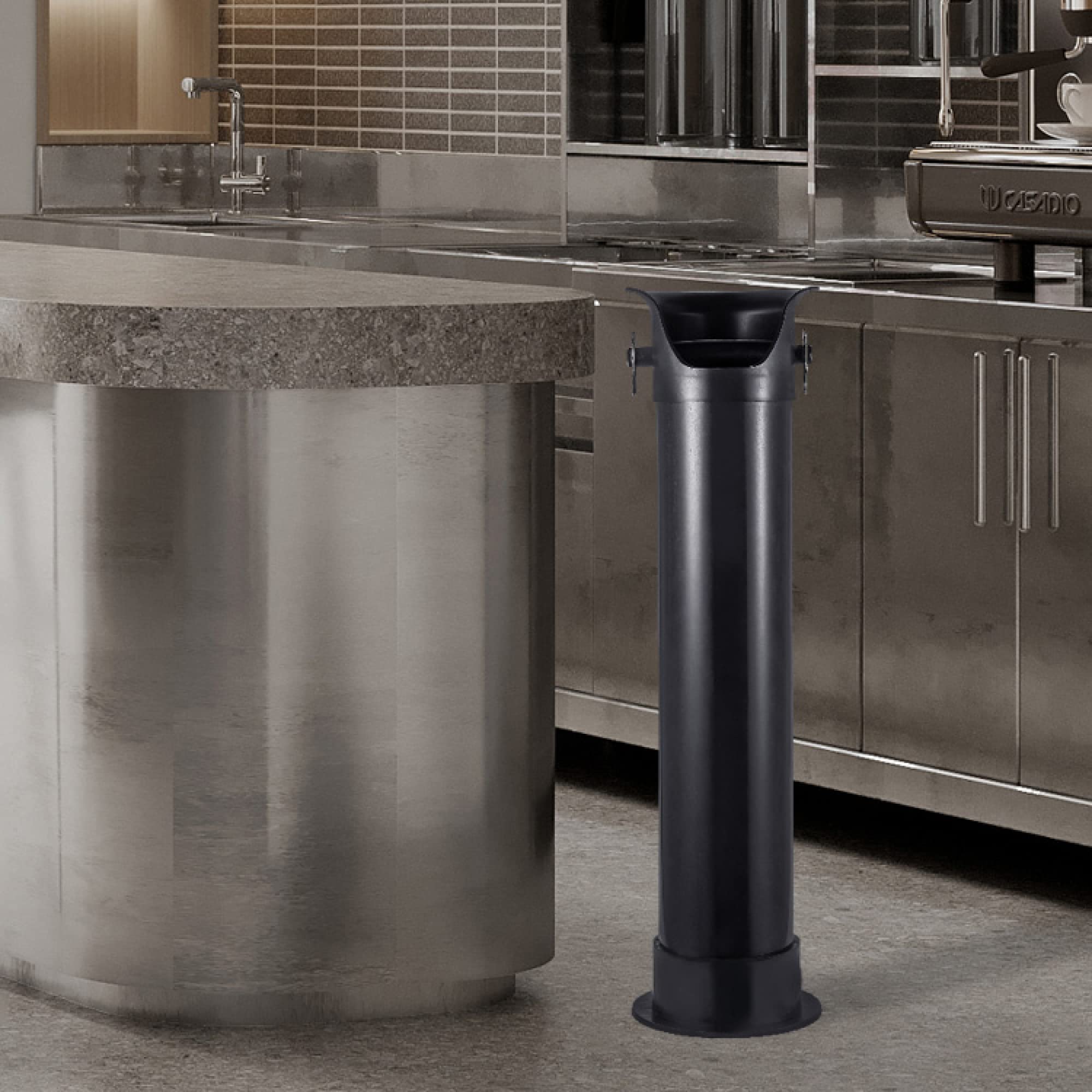 Knock Box Per Caffè Espresso – Contenitore Antiurto Con Barra Rimovibile E Base Antiscivolo – 15,2 Cm – ABS Nero