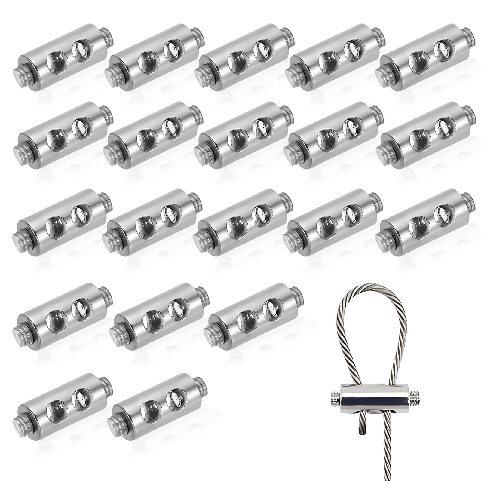 20 sztuk zaciska do liny drucianej, 3,5 mm zacisk do liny użytkowej do mocowania 2-3 mm stalowej liny drucianej do tkaniny do markizy