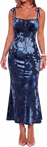 Velvet Floral Print Bow Spaghetti Strap Midi Dress