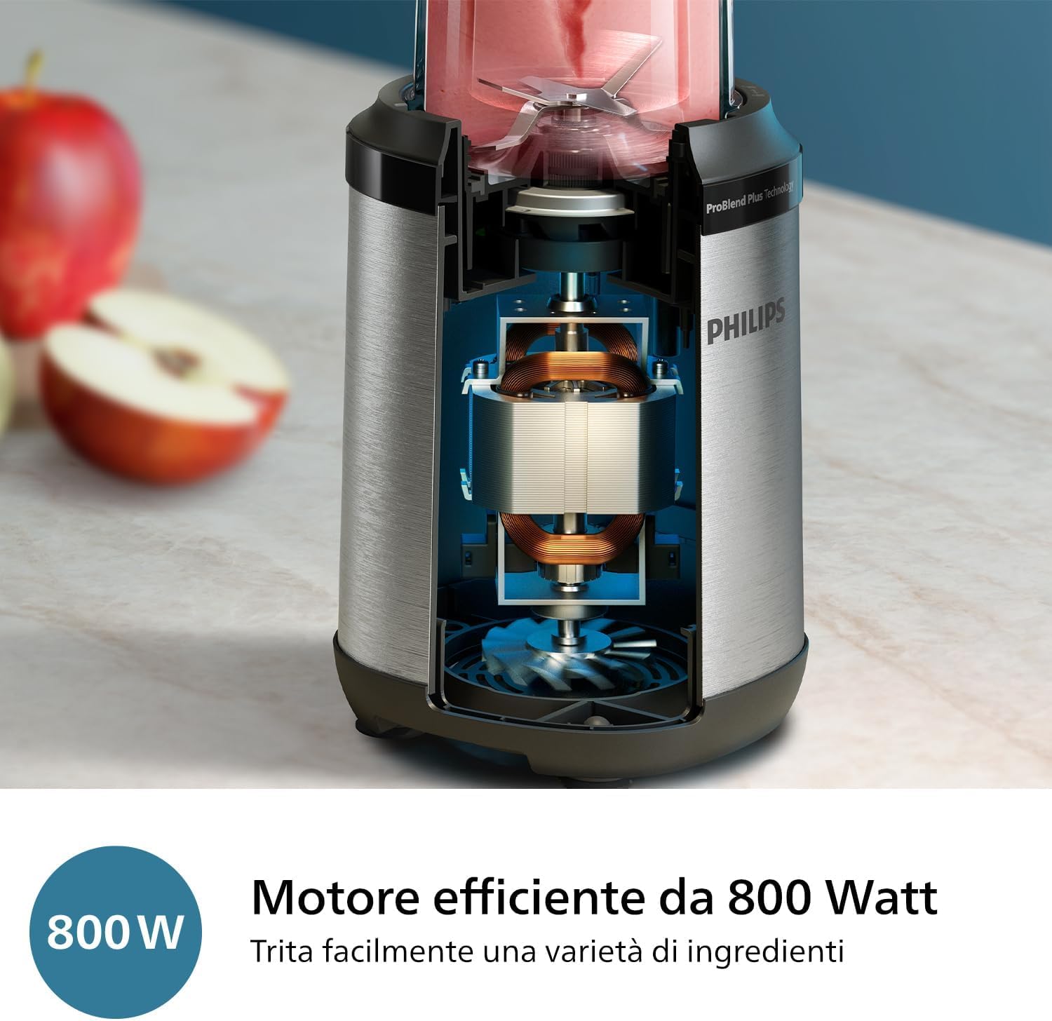 Philips Serie 5000 Frullatore - Potenza 800W. Tecnologia ProBlend Plus. Lame rimovibili. Facile da Pulire. Design Elegante e Compatto. Contenitore Grande. Nero (HR2764/00)