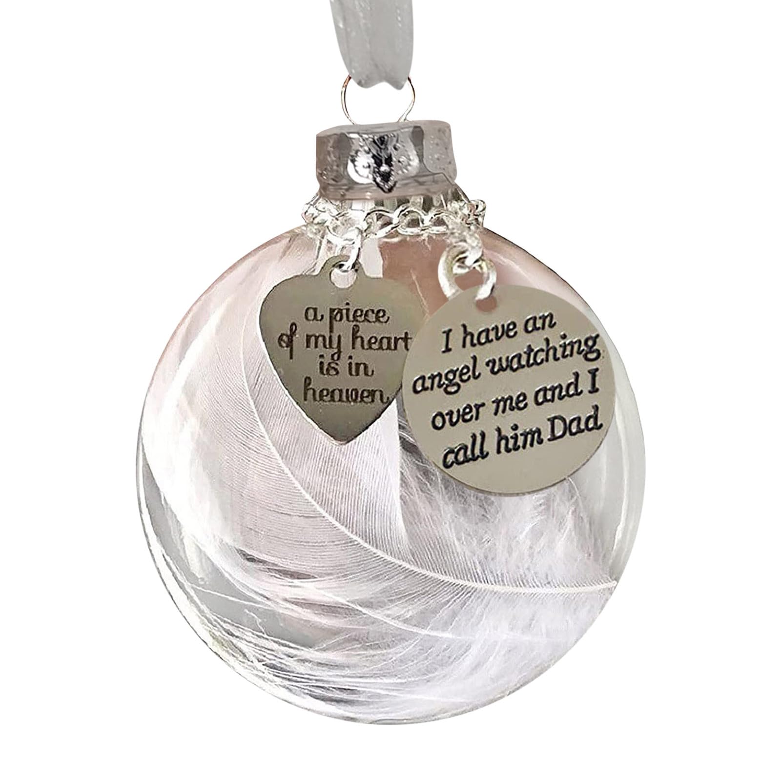 Christmas Balls Clearance Christmas Ornaments Angel Feathers Ball A Piece of My Heart is in Heavens Memorial for Christmas Tree Decoration