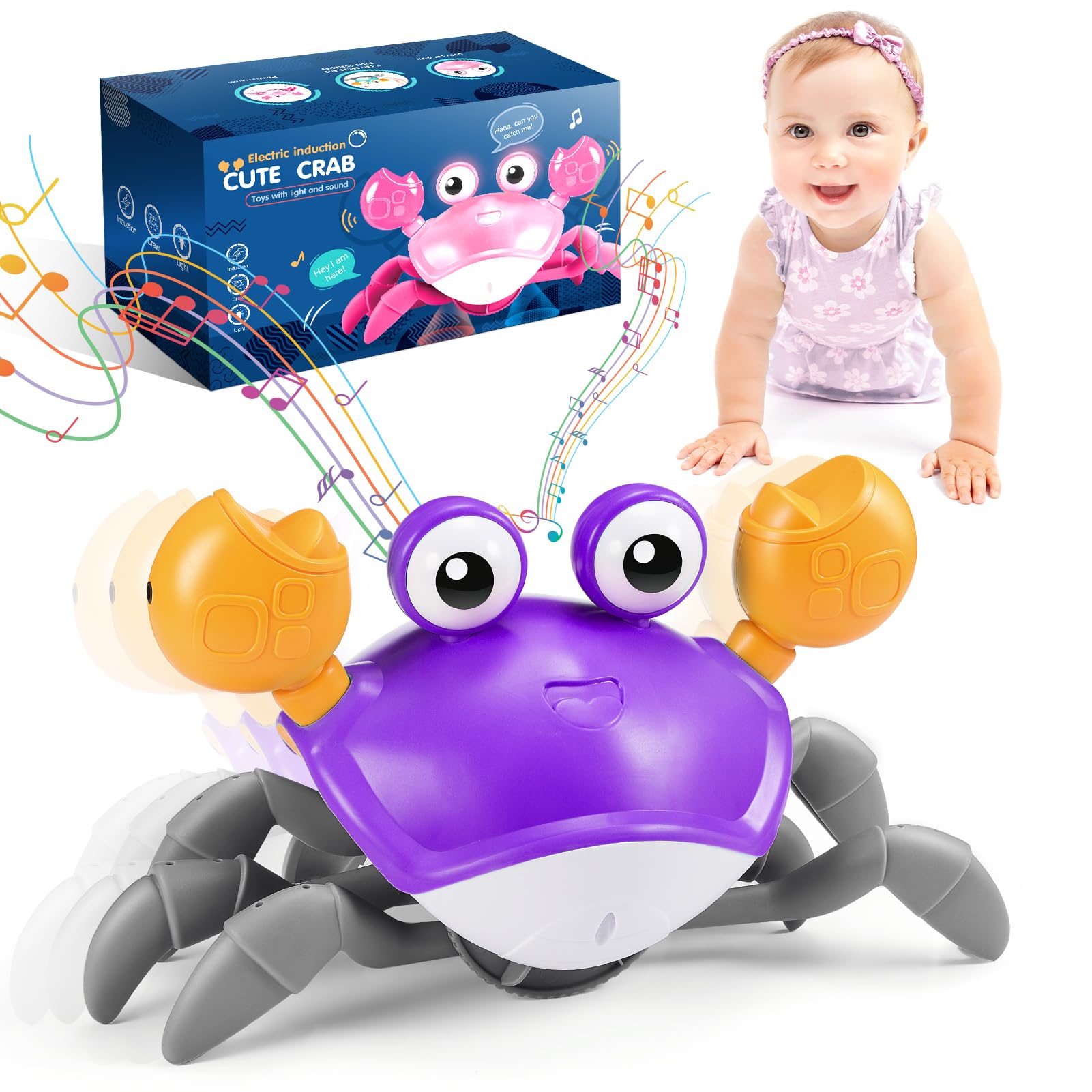 Adeokay Crab Baby Toy Toy 1 2 3 Years boy and girls Tummy Time Toys Children's Toy from 1-3 Years