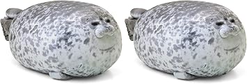 MerryXD Chubby Blob Seal Pillow,Stuffed Cotton Plush Animal Toy Cute Ocean Small13 in Pack of 2