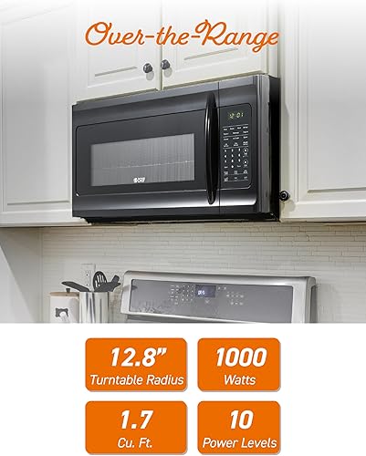 Vista 68 de COMMERCIAL CHEF Microondas de 0.7 pies cúbicos con 10 niveles de potencia, microondas de 700 W con pantalla digital, con cerradura de puerta de Negro