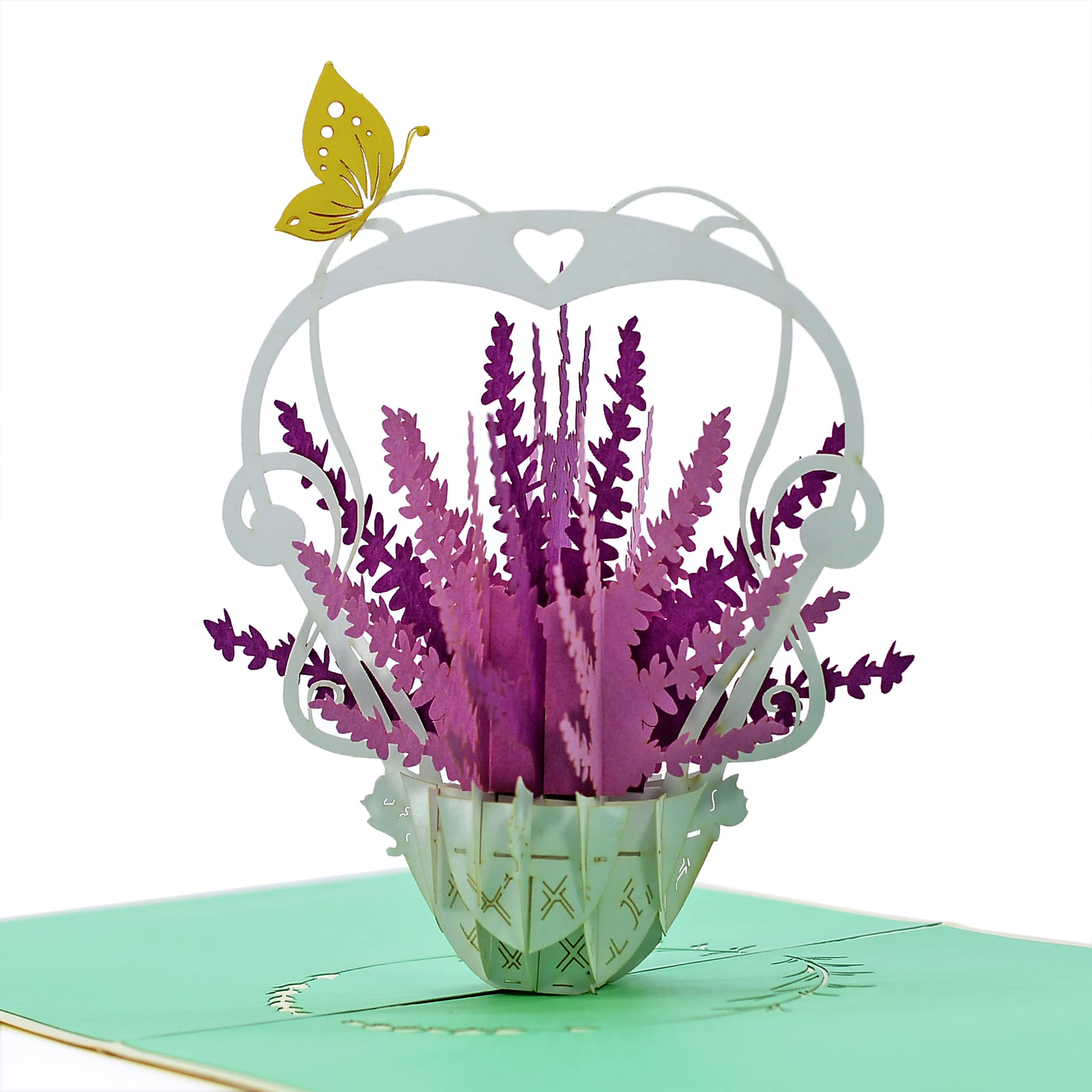 Lavender Basket Pop Up 3D Card.Delightful surprise greeting card for Her Mother, Daughter,Wife,Granddaughter,Sister