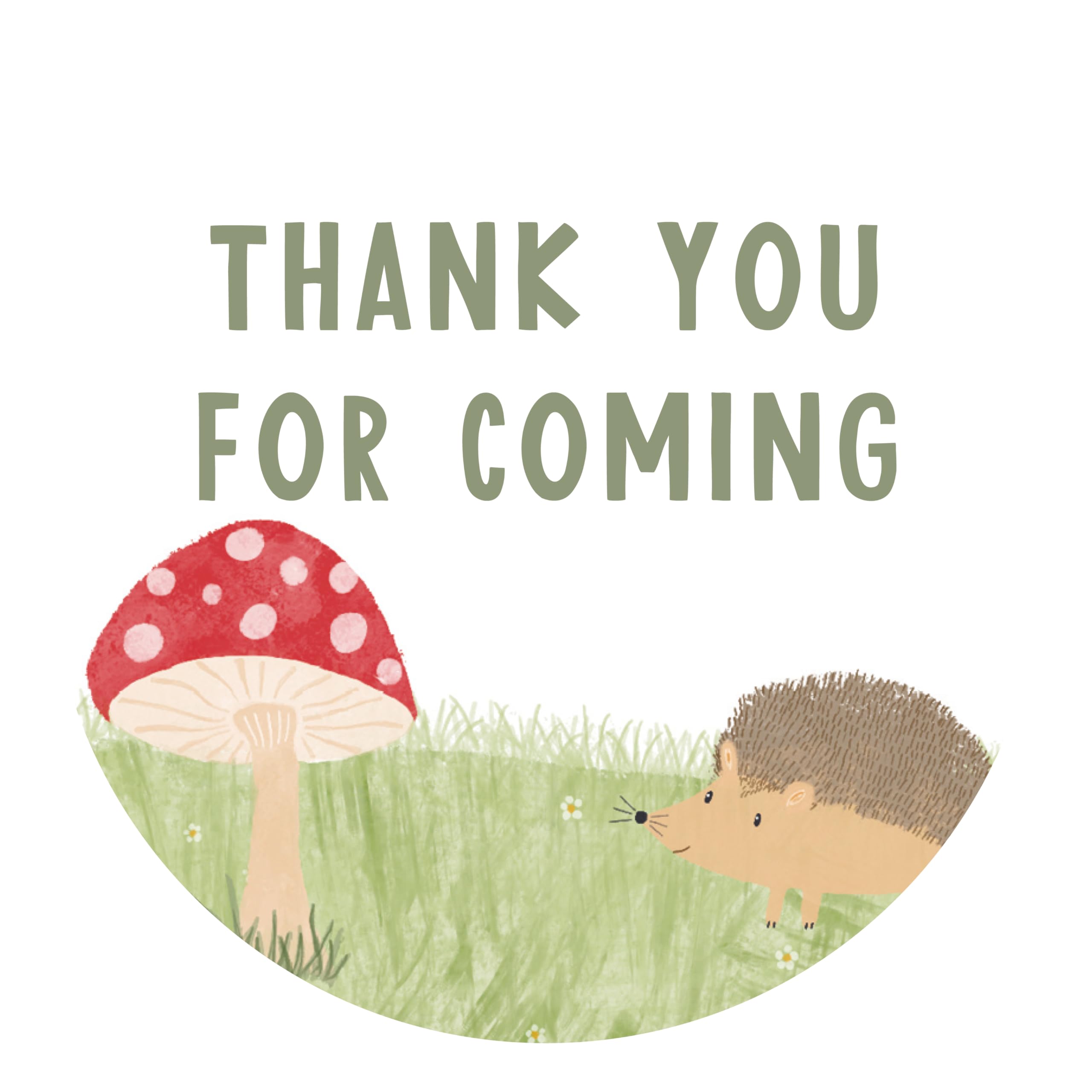 Manta Makes Thank You for Coming to My Party Stickers for Party Bags, 35 x 37mm Round Thank You Stickers for Party Bags, Thank You for Coming to My Party Bag Stickers Sheet (Woodland)