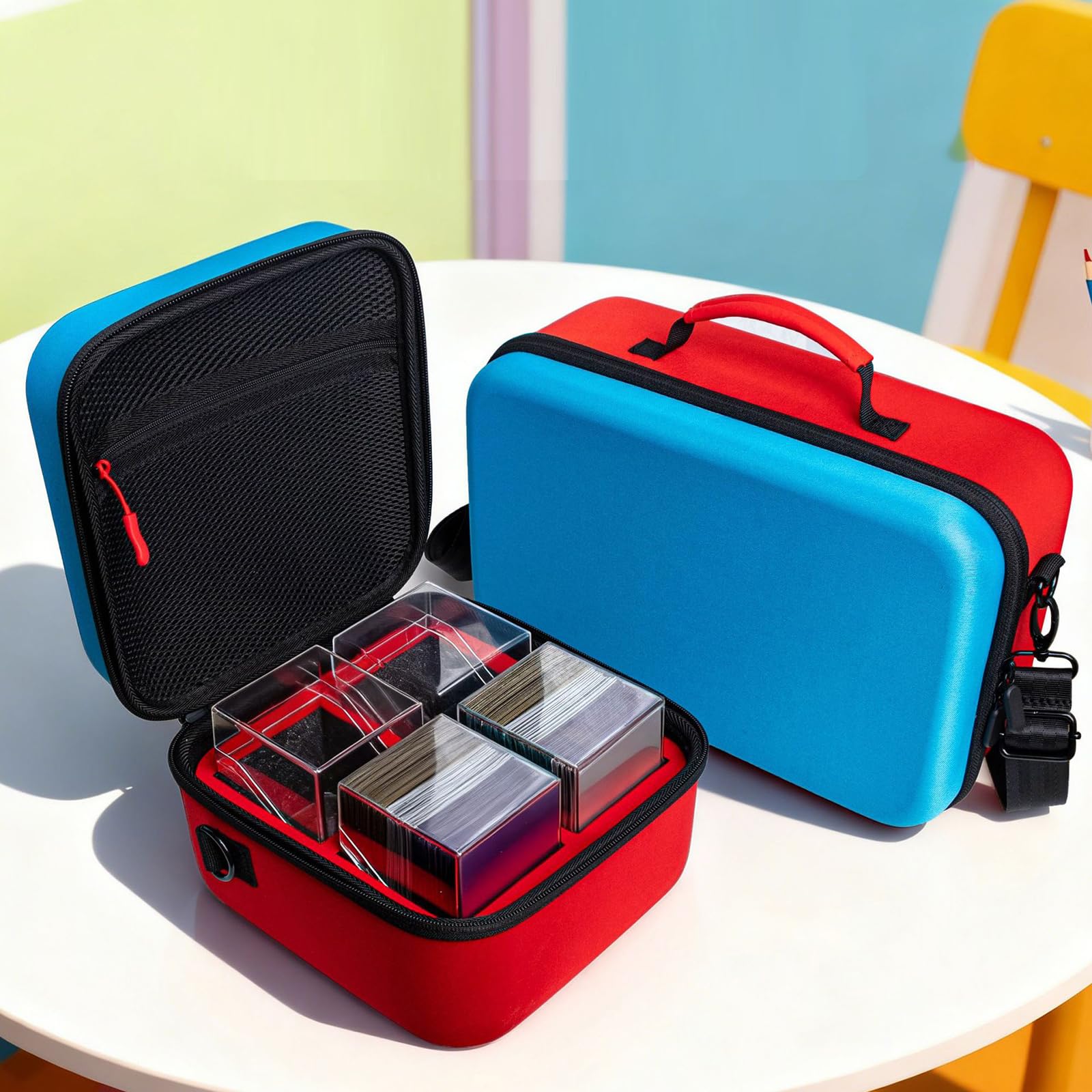 Porta carte portatile con custodia, grande | Design in schiuma e resistente agli urti con custodia trasparente per il trasporto di carte, regali da collezione