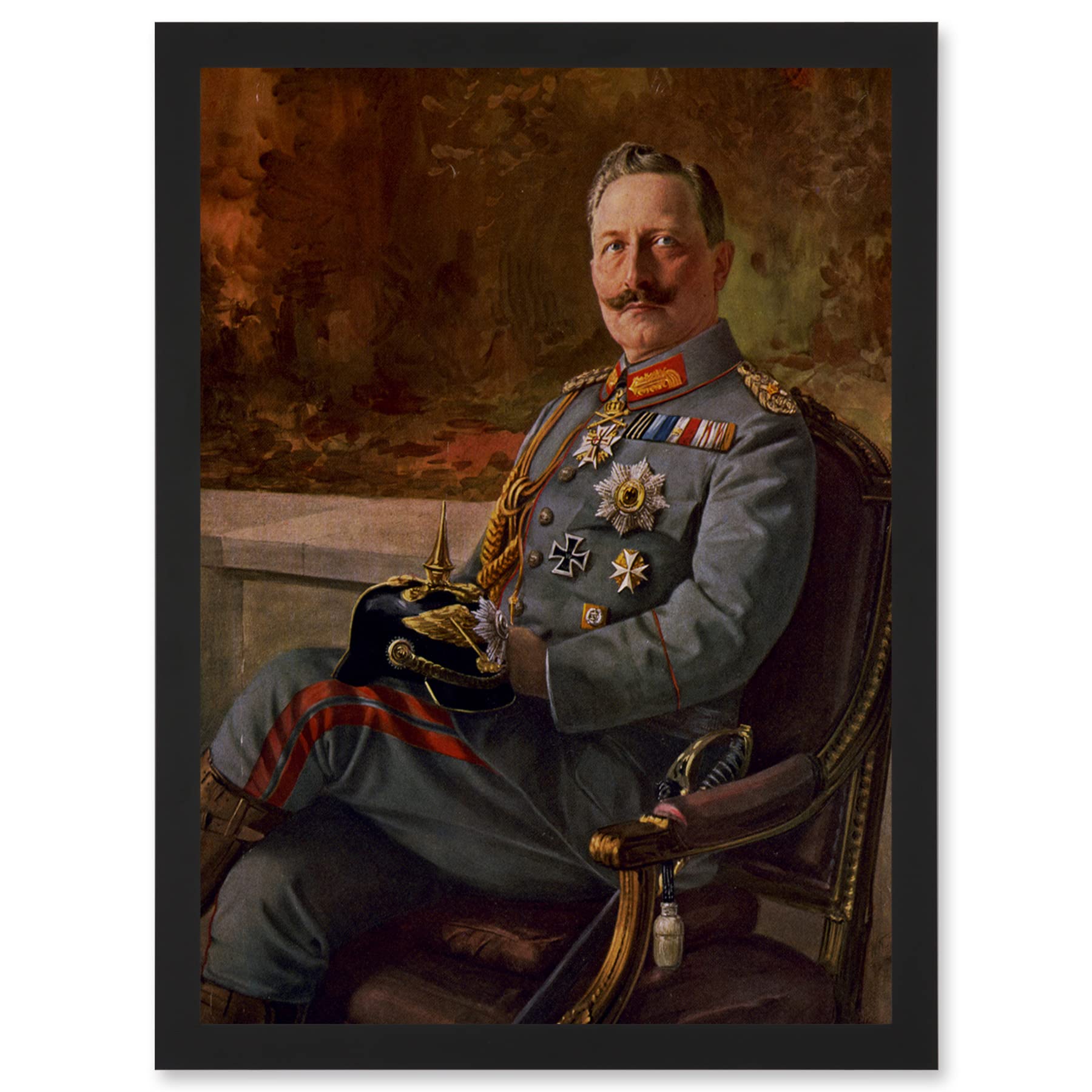 Artery8 Kaiser Wilhelm II German Emperor A4 Artwork Framed Wall Art Print
