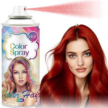 Red Hair Spray, Red Hair Day Temporary for Women Kids Men, Red Hair Wax Dye, Washable Hair Color Dye Non-Sticky, for Christmas Party,Halloween Crazy Hair Day,Cosplay120ML