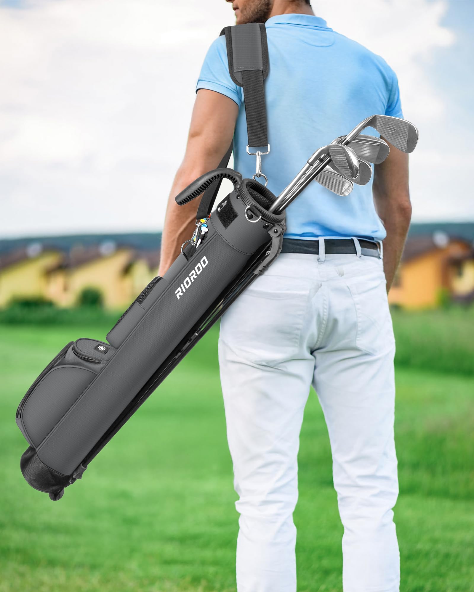 Sunday - Sacca da golf leggera da uomo, portatile, con borsa frigo, tracolla, tasche multiple e supporto