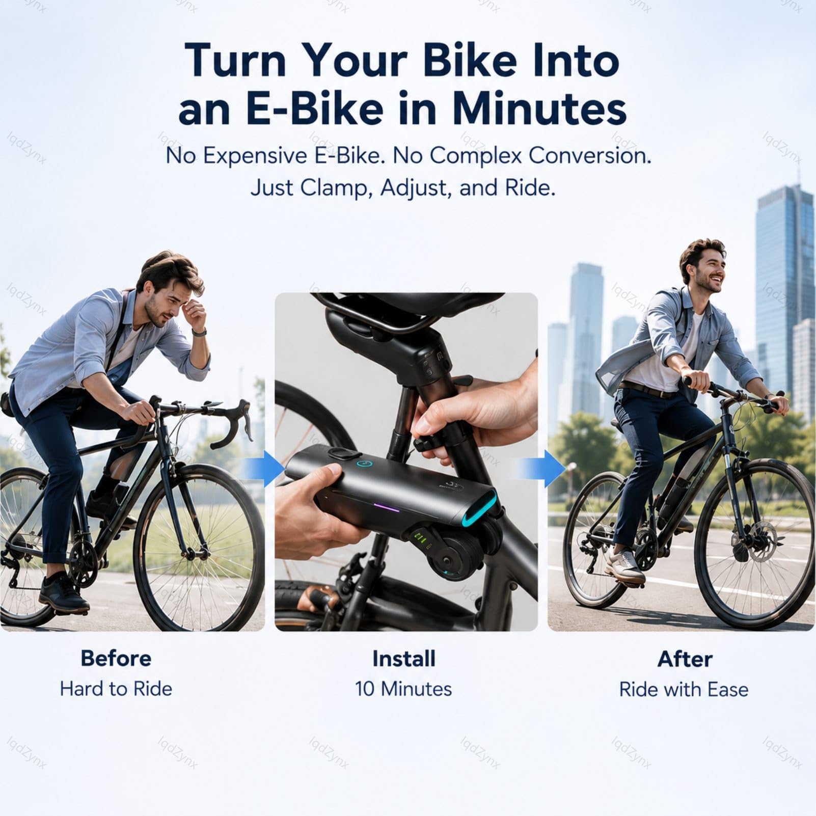 Kit de conversión para Bicicleta eléctrica, potenciador de Bicicleta con Control por aplicación, Motor de 200 W, autonomía de 50 km, Kit de Asistencia al pedaleo para desplazamientos Diarios