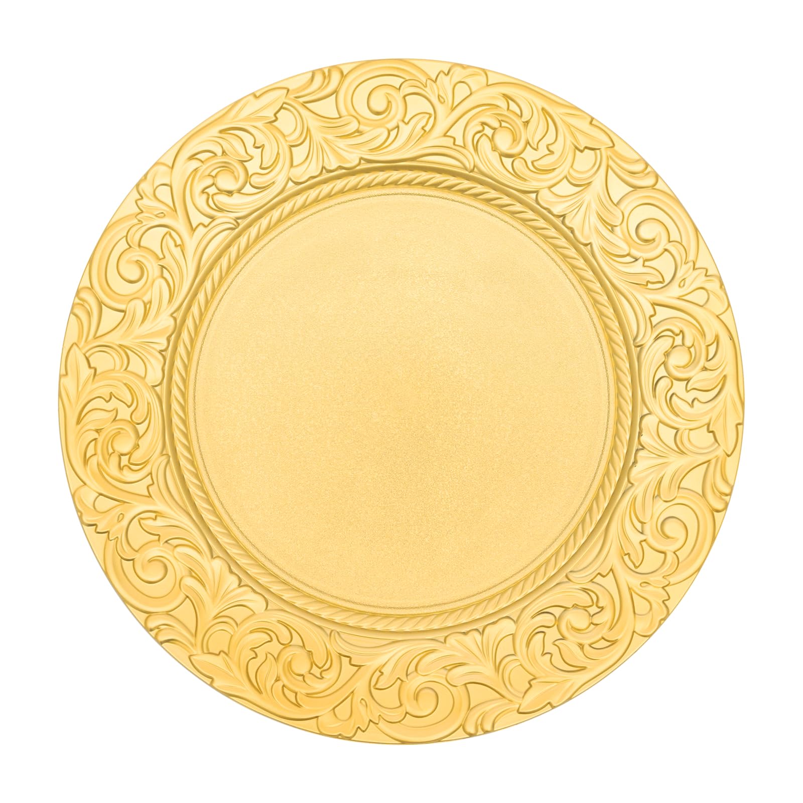 100 platos de plástico reutilizables, placas decorativas de polipropileno, plateadas, 33 cm, platos llanos para bodas, restaurantes, hoteles (100 unidades), color dorado