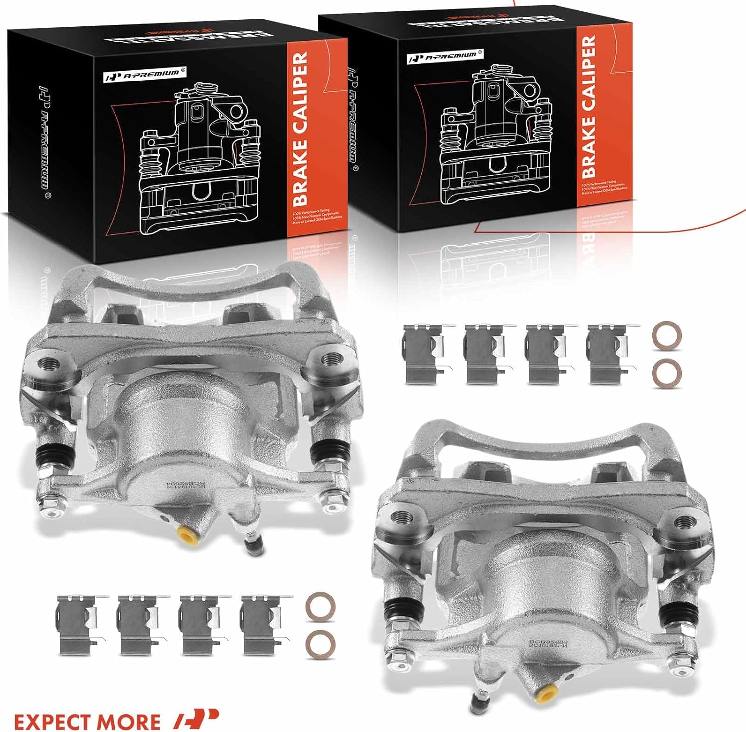 A-Premium Disc Brake Caliper Assembly with Bracket Compatible with Select Toyota Models - Sienna 2001 2002 2003, V6 3.0L - Front Driver and Passenger Side, 2-PC Set