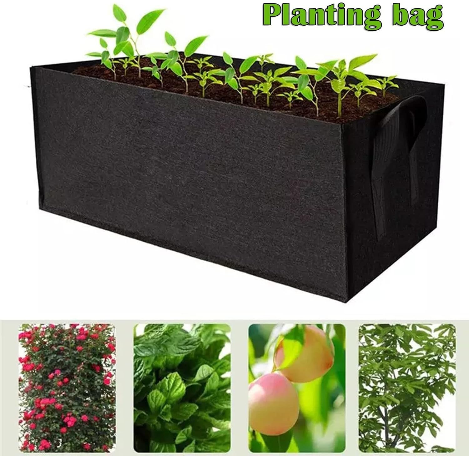 INLIMA Plant Pot Square Planting Bag Thickened Non-Woven Fabric Beauty Planting Bag Seedling Flowerpot (Color : Black)