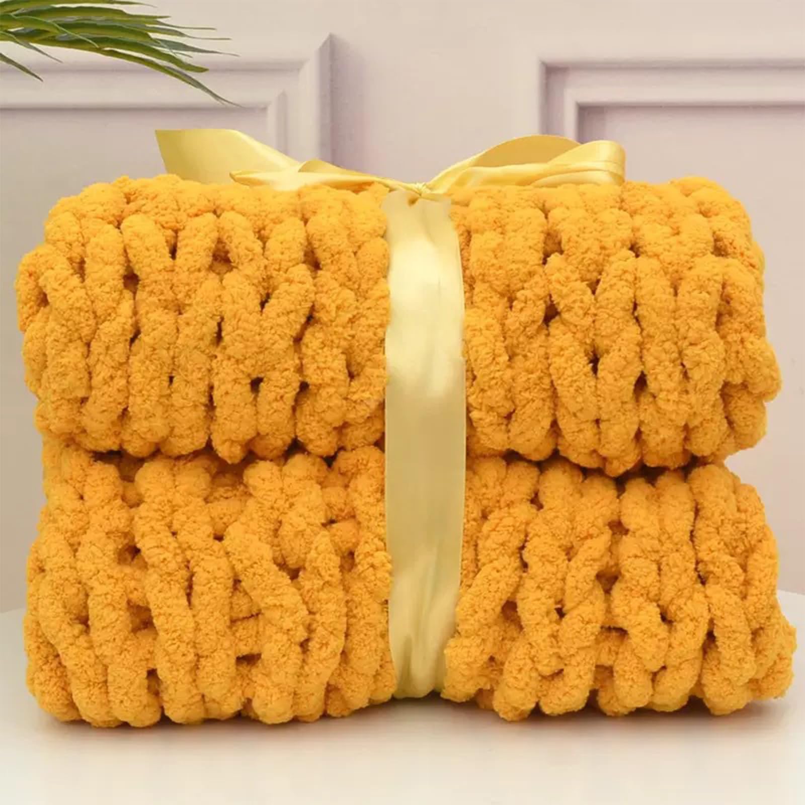 GYWZTJ Chunky Knit Blanket, Knitted Blanket Chunky Knit Throw, 100% High-Grade Chenille Hand-Woven Blankets and Throws, Cozy Sofa Bed Chair Weighted Thick Woven Throw Blanket (H 100cm×200cm)