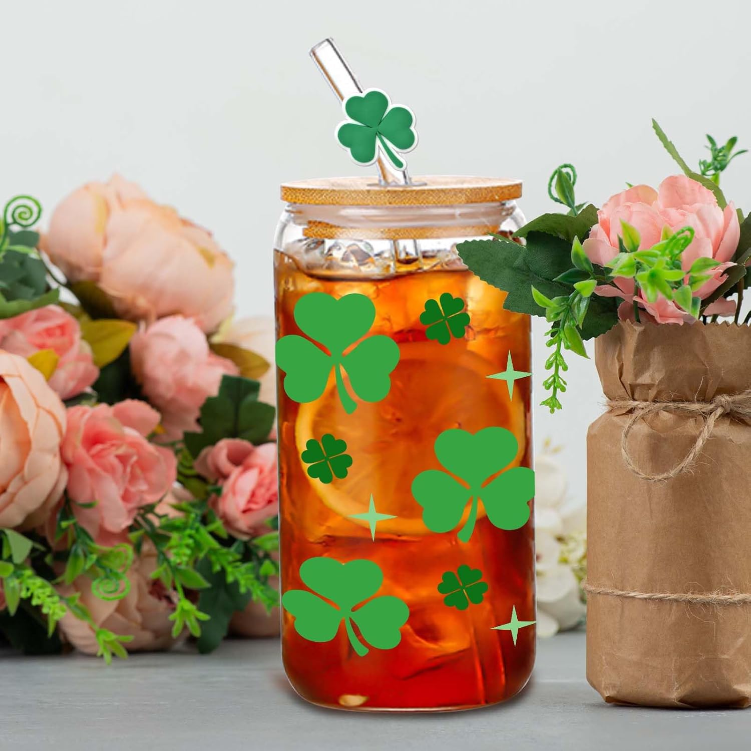 St Patricks Day Coffee Cup with Lids and Straws - St Patricks Day Gifts for Women Shamrock Cups Print Stuff St Patricks Day Tumbler Cute St Patricks Stuff Birthday Gifts for Women Girls, 16oz - Image 8