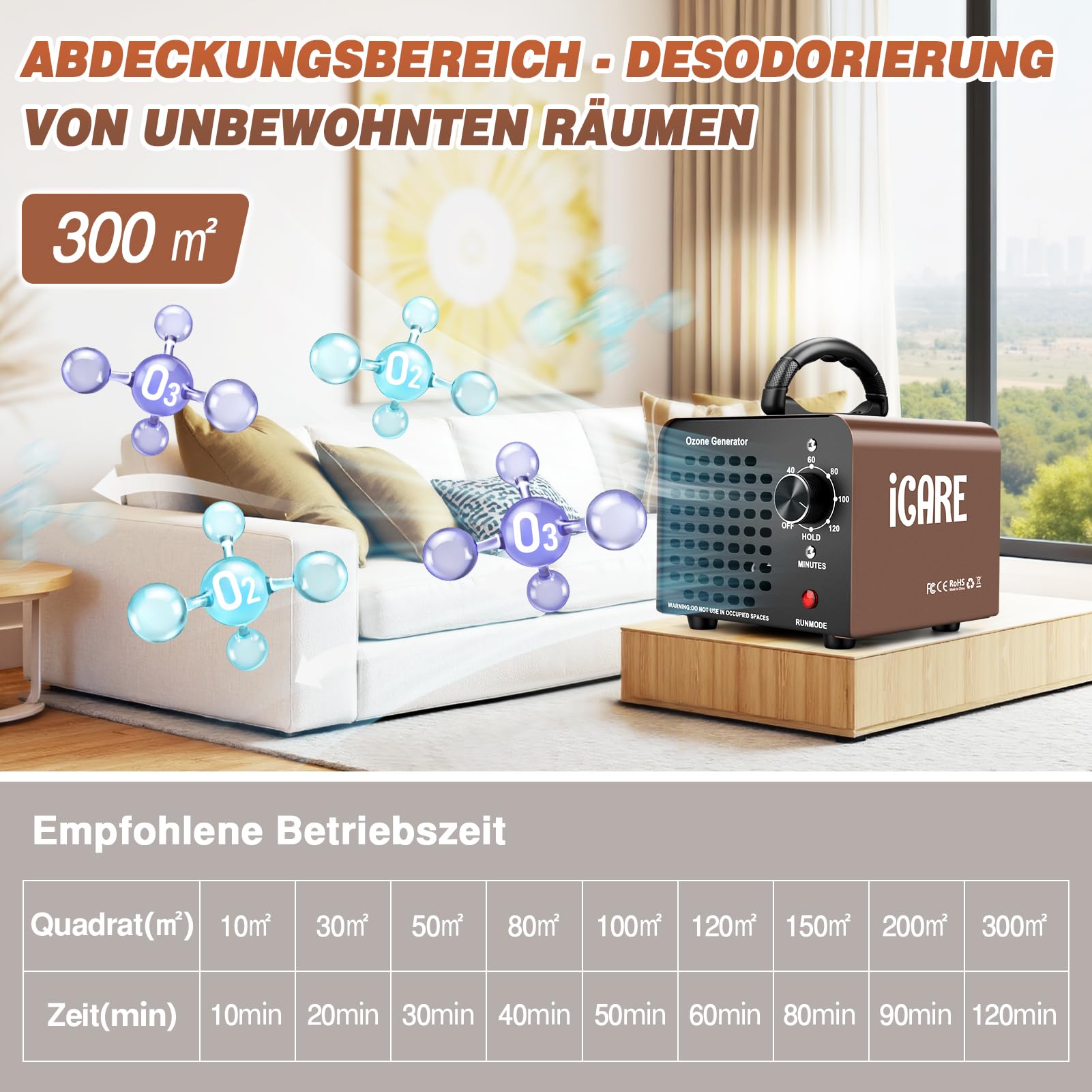 Ozongenerator 60,000mg/h Industrieller Ozongerät O3 Ozon Luftreiniger